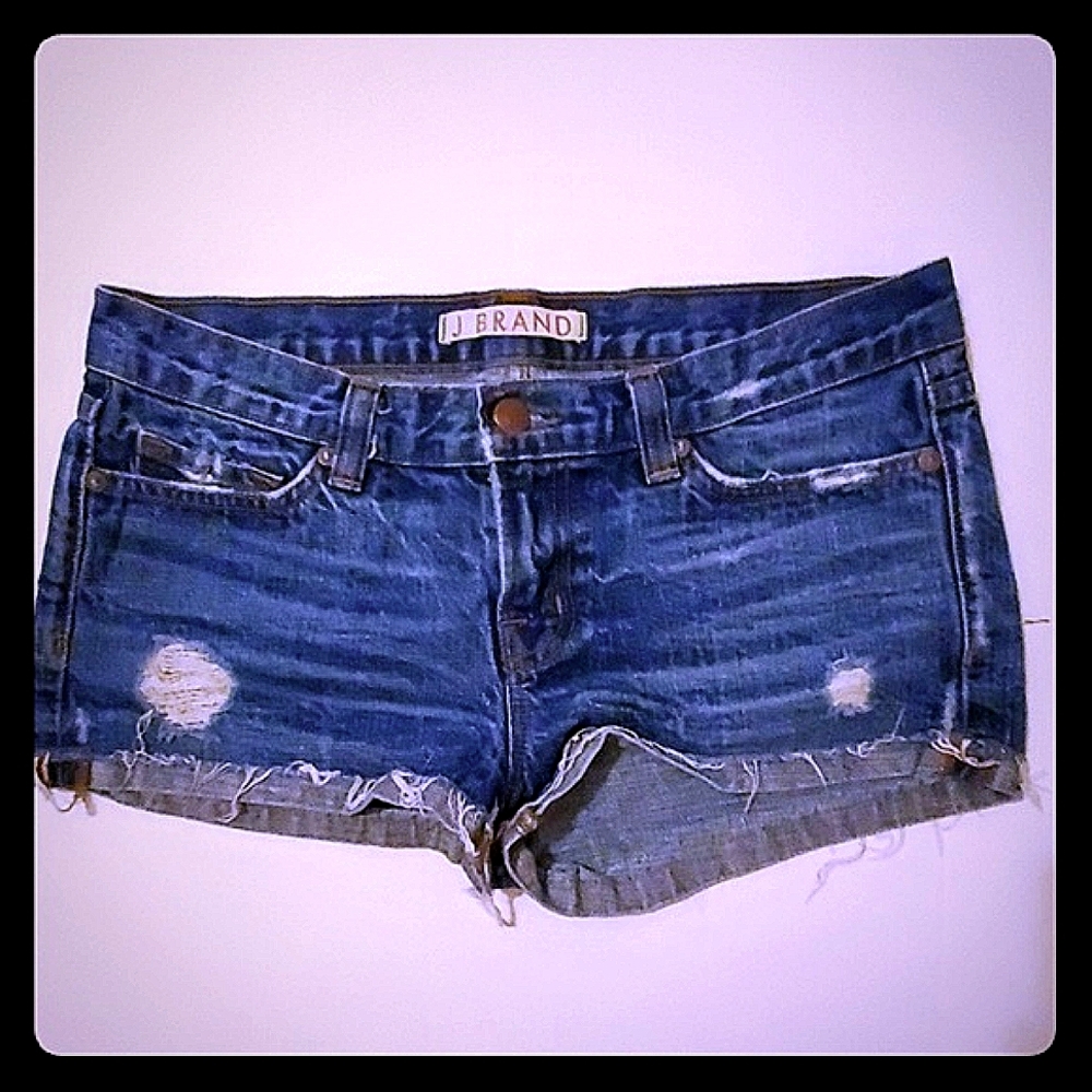 J Brand Roll Cuff Low Rise Cutoff Denim Jean Shorts Sz 26